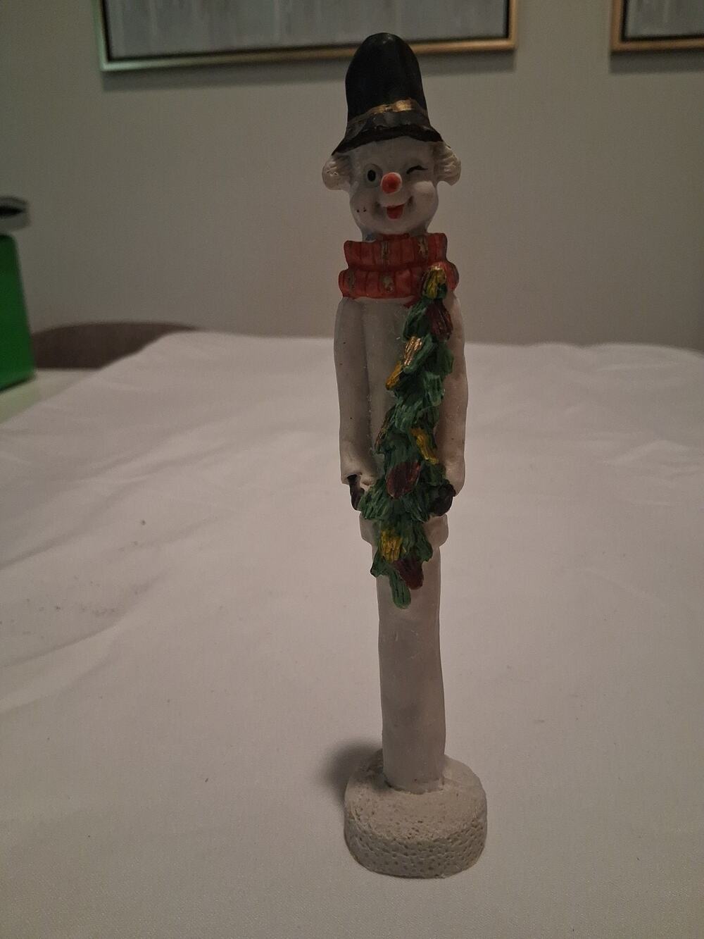 Vintage Windsor Collection Pencil Snowman Figurine Winking Black Hat Christmas